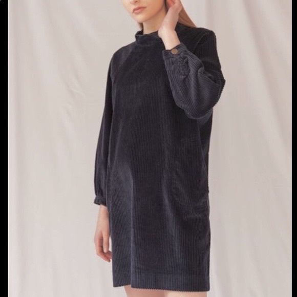 NWT M.I.H JEANS corduroy dark navy dress - Picture 5 of 9